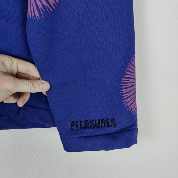 Pleasures Now Freeze Blue Cardigan Sweater Spore Print Large Streetwear Indie - Picture 4 of 13